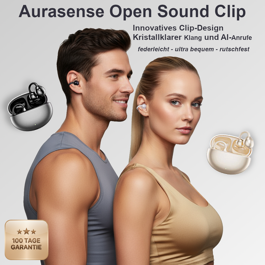 AURASENSE SOUNDCLIP  - Open Ear Kopfhörer            -KI  Anrufe - Ultraleicht       - Kristallklarer Klang