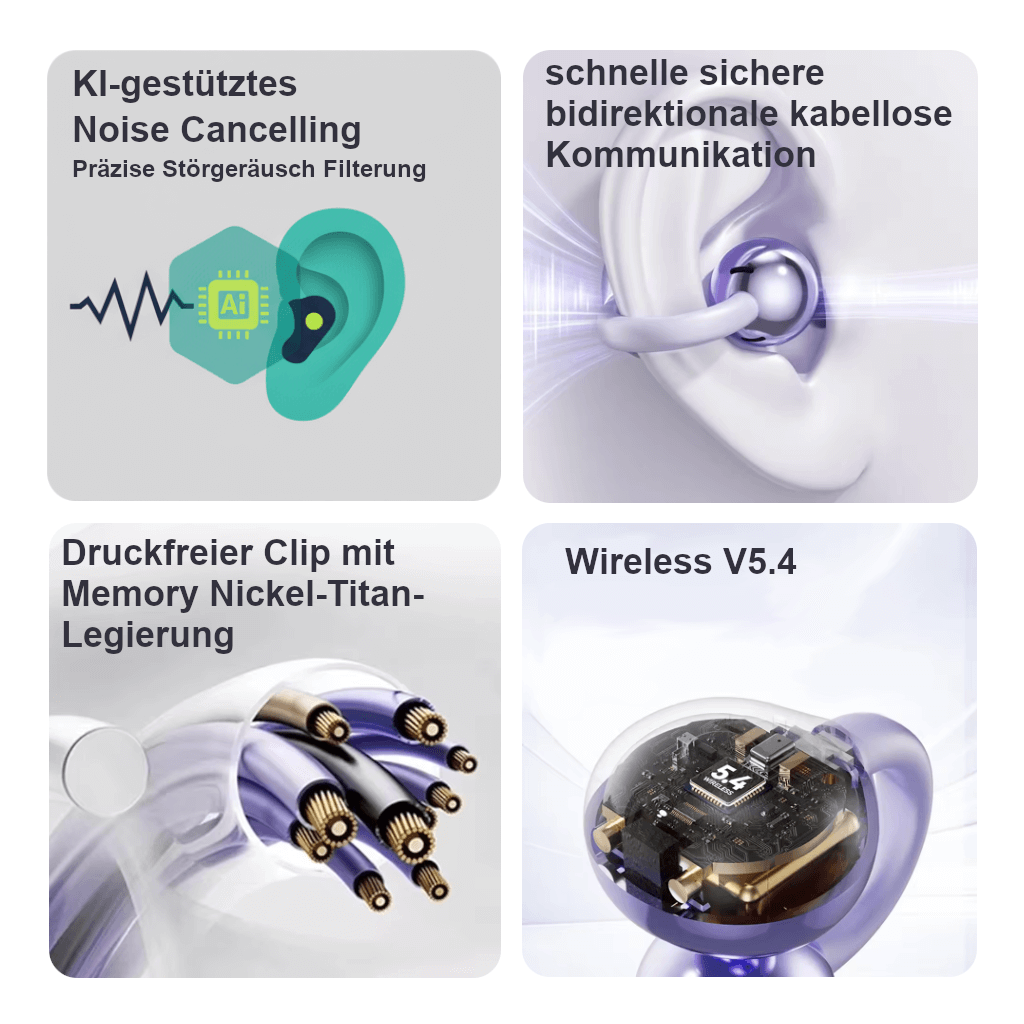 AURASENSE SOUNDCLIP  - Open Ear Kopfhörer            -KI  Anrufe - Ultraleicht       - Kristallklarer Klang